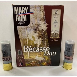10 CARTOUCHES MARY ARM BECASSE DUO 36 CALIBRE 12/70 PLOMB 8+10