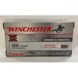 50 CARTOUCHES WINCHESTER JACKETED SOFT POINT 45G CALIBRE 22 HORNET