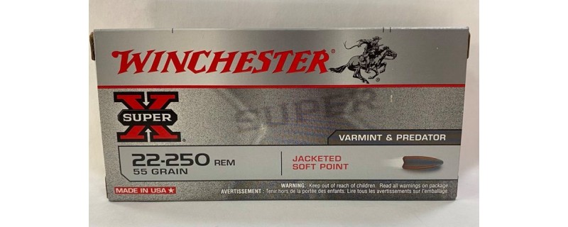 20 CARTOUCHES WINCHESTER POWER POINT 55GRS CALIBRE 22-250