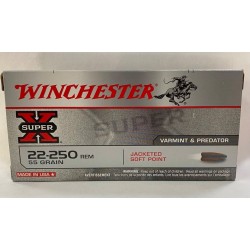 20 CARTOUCHES WINCHESTER SOFT POINT 55GRS CALIBRE 22-250