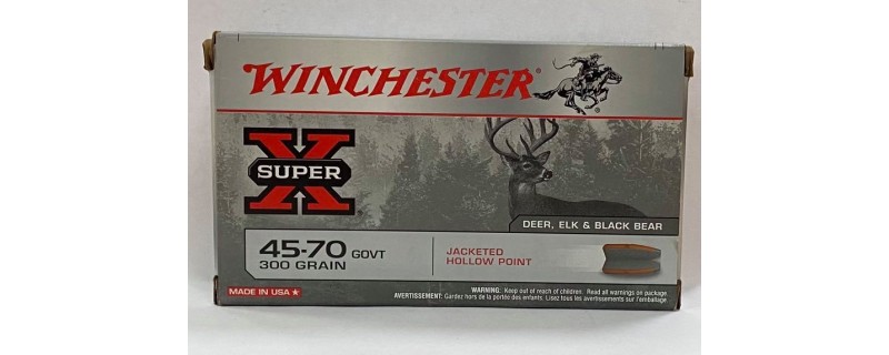 20 CARTOUCHES WINCHESTER HOLLOWPOINT 300GR CALIBRE 45-70