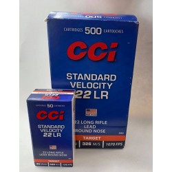 50 CARTOUCHES CCI STANDARD VELOCITY CALIBRE 22LR