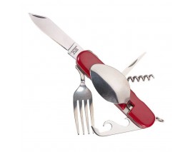 COUVERT CAMPING 6 PIECES ROUGE 11CM INOX