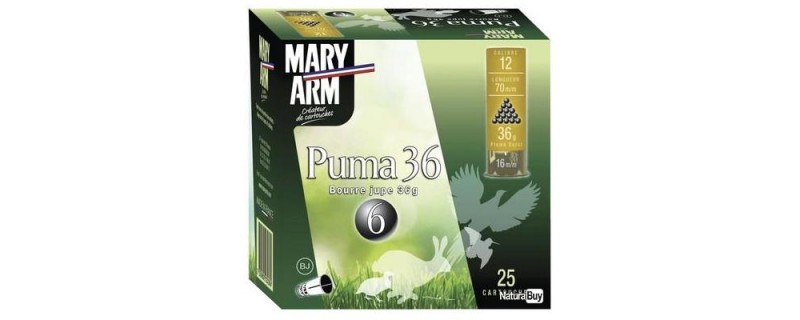 25 CARTOUCHES MARY ARM PUMA 36 BJ  CAL 12 PLOMB 6