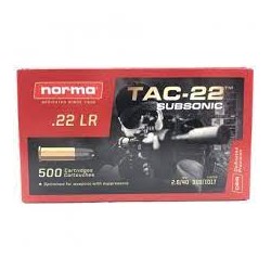50 CARTOUCHES NORMA TAC 22 SUBSONIC 22LR 40GR