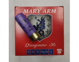 25 CARTOUCHES MARY ARME DRAGONNE 36 BJ PLOMB 6 CALIBRE 12/70