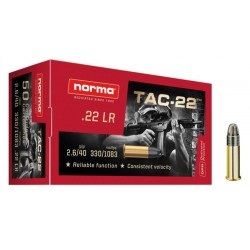 50 CARTOUCHES NORMA 22LR TAC-22 LRN