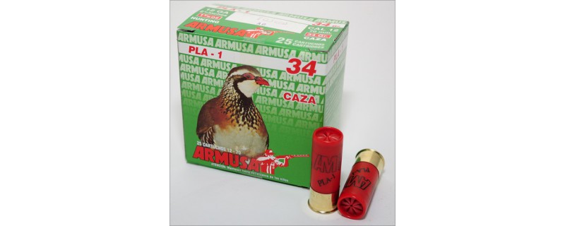 25 CARTOUCHES ARMUSA PLA1 34G CALIBRE 12/70 PLOMB  9