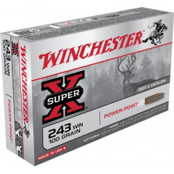 20 CARTOUCHES WINCHESTER  POWER POINT 100GR CALIBRE 243W