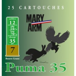 25 CARTOUCHES MARY ARM PUMA 35 CALIBRE 12  PLOMB 9